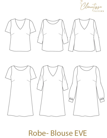 Modello di camice-vestaglia Eve - Clématisse Pattern