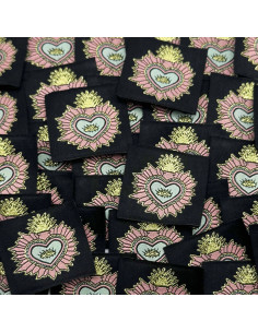 Set di 5 etichette tessute da cucire Ex Voto - Nero