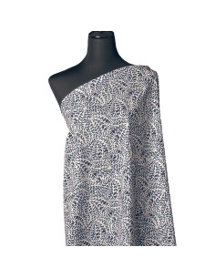 Tessuto popeline di cotone fantasia - Piume blu 2