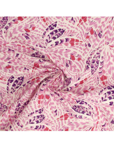 Tessuto popeline di cotone fantasia - Piume rosa