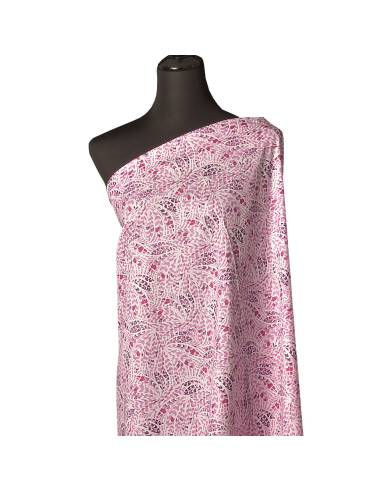 Tessuto popeline di cotone fantasia - Piume rosa