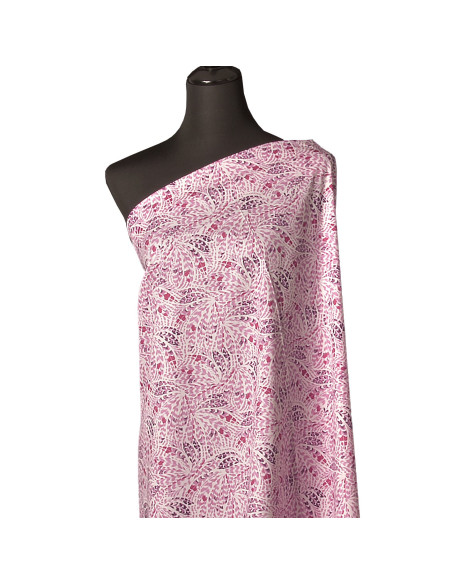 Tessuto popeline di cotone fantasia - Piume rosa
