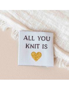 Etichetta tessuta da cucire All you knit is love