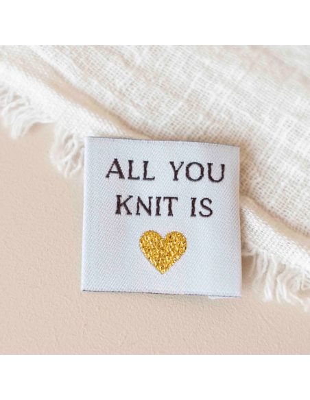 Etichetta tessuta da cucire All you knit is love
