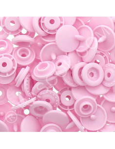 Confezione di 25 bottoni a pressione in resina KAM rotondi - Rosa confetto
