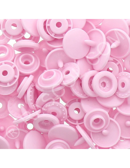 Confezione di 25 bottoni a pressione in resina KAM rotondi - Rosa confetto
