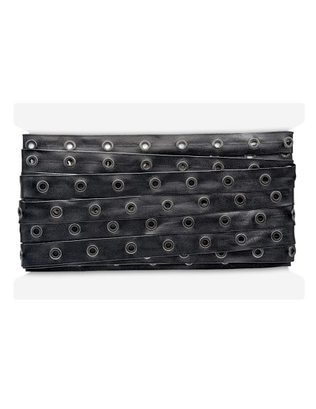 Nastro similpelle nero con occhielli canna di fucile – 20 mm