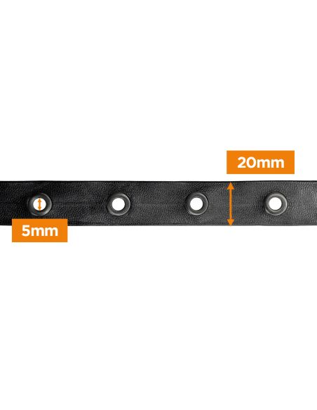 Nastro similpelle nero con occhielli canna di fucile – 20 mm