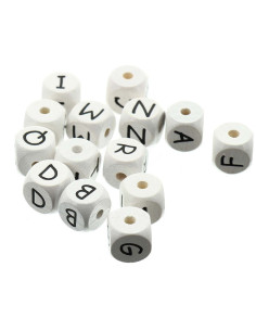 Perla lettera cubo alfabeto in legno bianco
