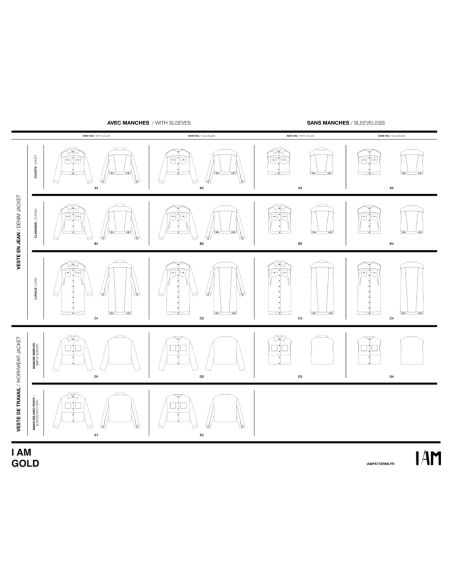 Modello di giacca in jeans e da lavoro Gold - I am patterns