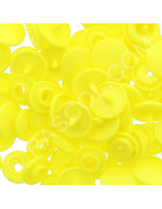 Confezione di 25 bottoni a pressione in resina KAM rotondi - Giallo limone