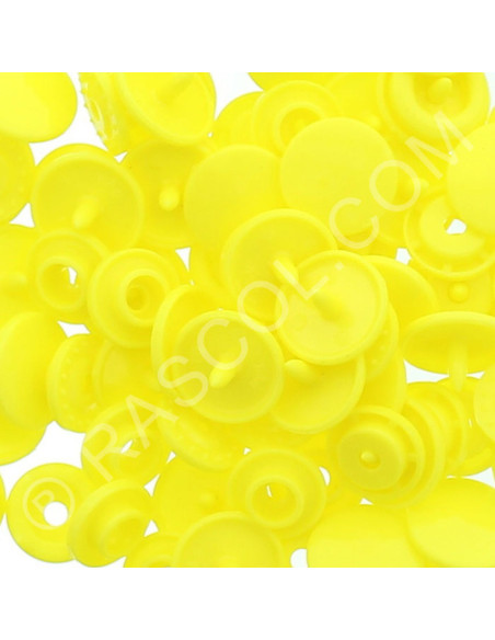 Confezione di 25 bottoni a pressione in resina KAM rotondi - Giallo limone