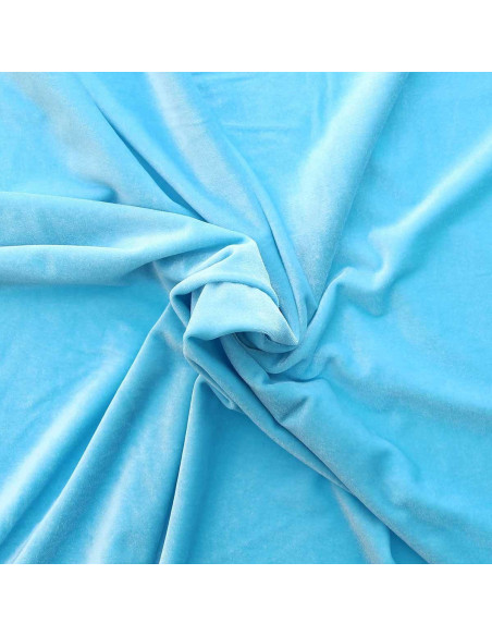 Tessuto velluto elasticizzato - Blu acqua