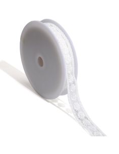 Ricamo fiori su tulle Nora - Bianco