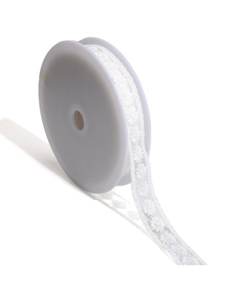Ricamo fiori su tulle Nora - Bianco