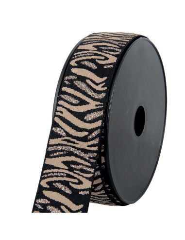 Elastico zebra - Beige e marrone lurex argento