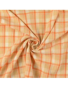Tessuto flanella tartan scozzese - Beige a righe arancioni