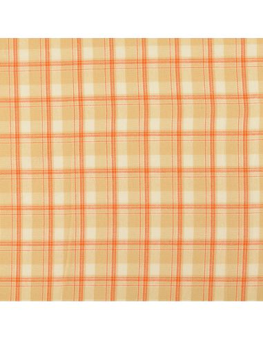 Tessuto flanella tartan scozzese - Beige a righe arancioni