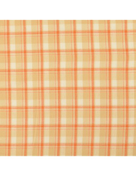Tessuto flanella tartan scozzese - Beige a righe arancioni