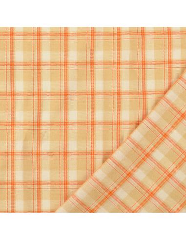 Tessuto flanella tartan scozzese - Beige a righe arancioni