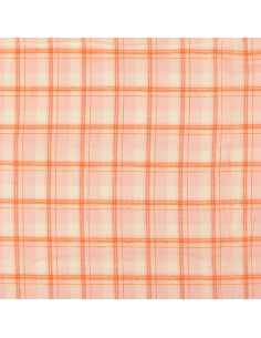 Tessuto flanella tartan scozzese - Rosa chiaro con righe arancioni 2