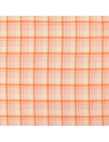 Tessuto flanella tartan scozzese - Rosa chiaro con righe arancioni