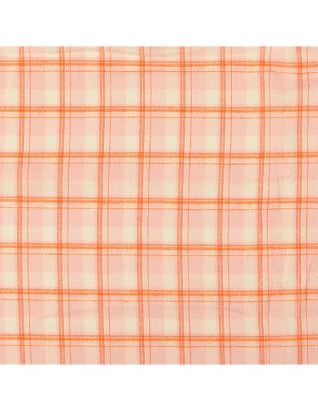 Tessuto flanella tartan scozzese - Rosa chiaro con righe arancioni
