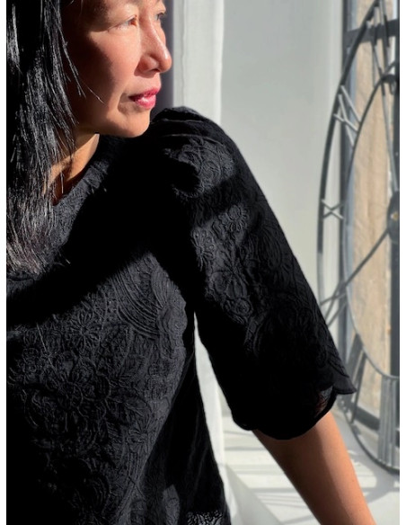 Tessuto ricamato inglese Luna nero - My Dress Made