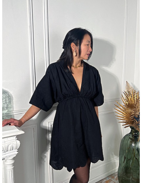 Tessuto ricamato inglese Luna nero - My Dress Made