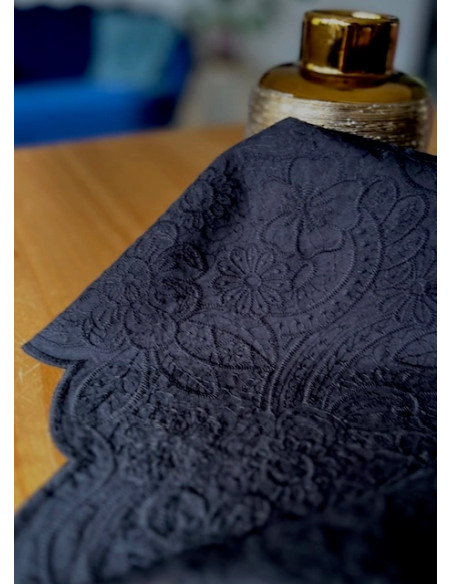 Tessuto ricamato inglese Luna nero - My Dress Made