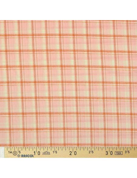 Tessuto flanella tartan scozzese - Rosa chiaro con righe arancioni