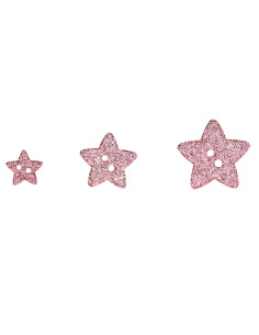 Bottone a 2 fori stella con paillettes - Rosa