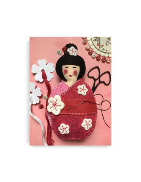 Kit feltro kokeshi puntaspilli e porta forbici