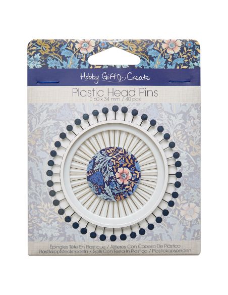 Disco di 40 spilli con testa in plastica - Collezione fiori blu