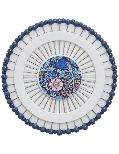 Disco di 40 spilli con testa in plastica - Collezione fiori blu