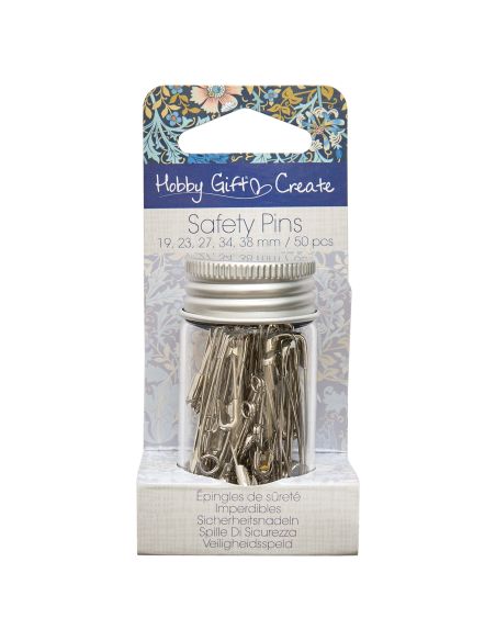 Tubo di vetro con assortimento di 50 spille da balia - Collezione fiori blu