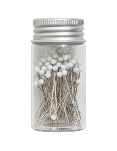 Tubo di vetro con 95 spilli a testa di vetro - Collezione fiori blu 2
