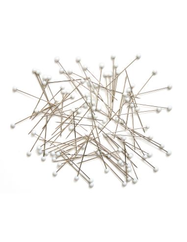 Tubo di vetro con 95 spilli a testa di vetro - Collezione fiori blu