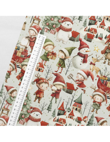 Tessuto cotone premium - Elfi di Natale