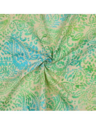 Tessuto viscosa batik Kaona - Verde e blu