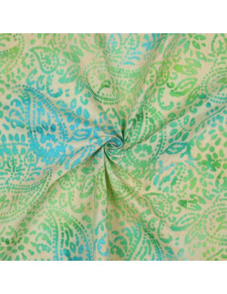 Tessuto viscosa batik Kaona - Verde e blu