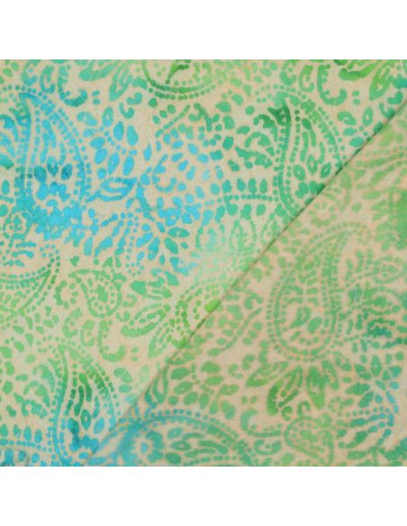 Tessuto viscosa batik Kaona - Verde e blu
