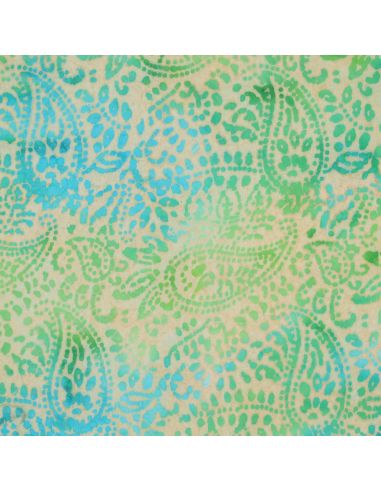 Tessuto viscosa batik Kaona - Verde e blu