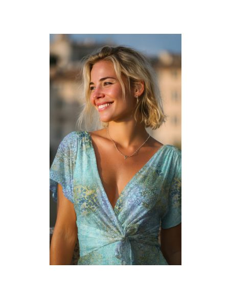 Tessuto viscosa batik Talia - Turchese