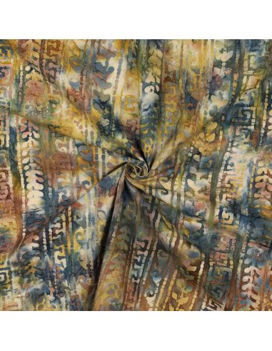 Tessuto cotone batik Aora - Blu e verde