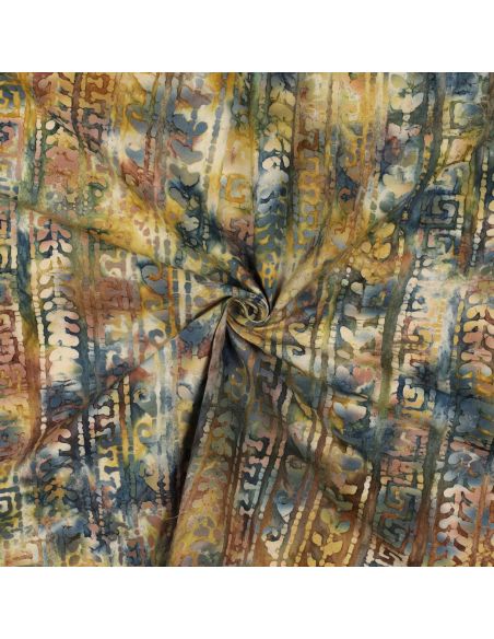 Tessuto cotone batik Aora - Blu e verde