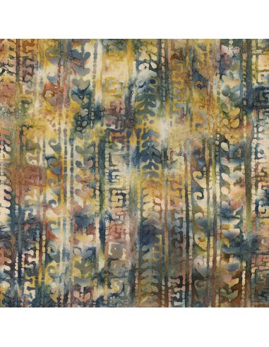 Tessuto cotone batik Aora - Blu e verde