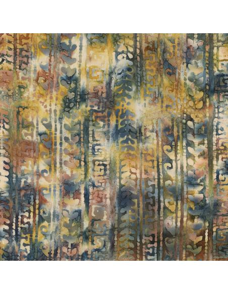 Tessuto cotone batik Aora - Blu e verde