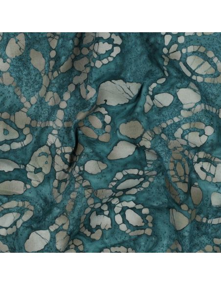 Tessuto cotone batik Méline - Blu petrolio