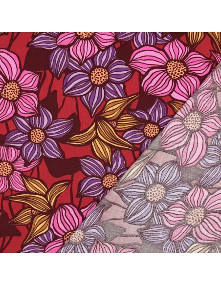 Tessuto twill viscosa Florane - Bordeaux
